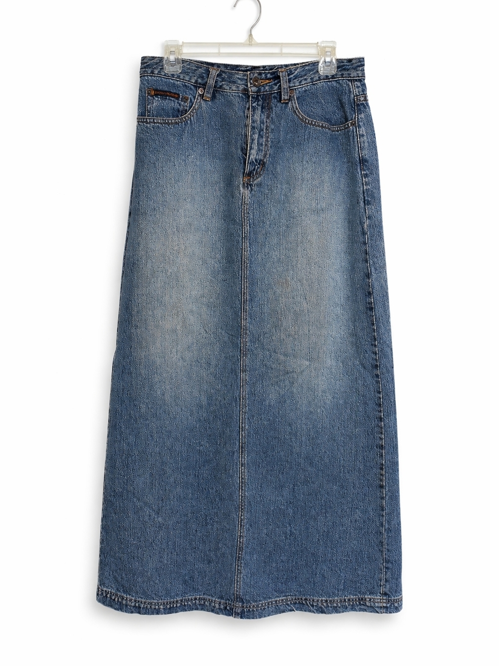 DKNY Jeans Womens Size 4 Denim Maxi Skirt 100% Cotton Straight Y2K Medium Wash